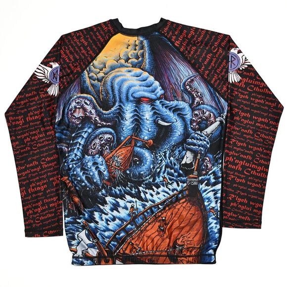 Raven Fightwear Men's BJJ MMA Long Sleeve Kraken All Over Print Rash Guard EUC - Picture 7 of 7